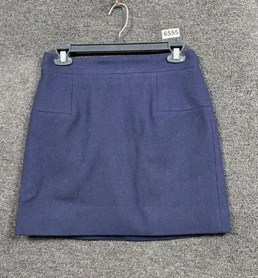J. Crew Wool Blend Mini A-Line Skirt Womens Size 0 Navy Classic Style 14275 - Image 1 of 4