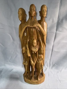 Unique Large Hand-Carved AFRICAN TRIBAL Wood Statue Figures Art - Nigeria - Picture 1 of 8