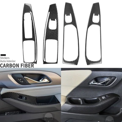 Cubierta de interruptor de elevación de ventana interior de fibra de carbono real para Chevrolet Traverse 18-23 Foto 1 de 4