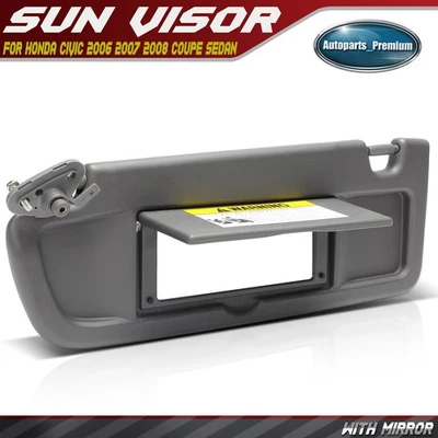 Parasol del lado izquierdo del conductor Atlas gris con espejo retrovisor para Honda Civic 2006 2007 2008 Foto 1 de 4