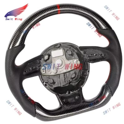 Volante deportivo plano de fibra de carbono para Audi A3 A4 A5 2014-2016 Foto 1 de 4