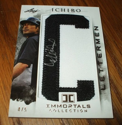 2013 LEAF LETTERMEN IMMORTALS COLLECTION ICHIRO 4/5 AUTOGRAPHED MLB CARD #L2 - Image 1 of 4