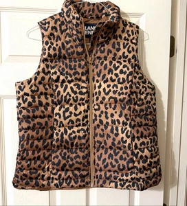 Gilet imbottito Lands End leopardato stampa animalier taglia media trapuntato ghepardo trapuntato - Foto 1 di 7