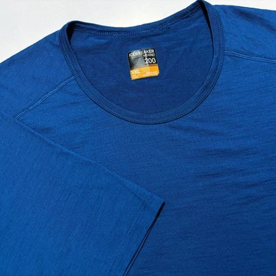 ICEBREAKER T-Shirt Merino 200 Blue Wool Short Sleeve Hiking Camp Stretch Men XXL - Image 1 of 4