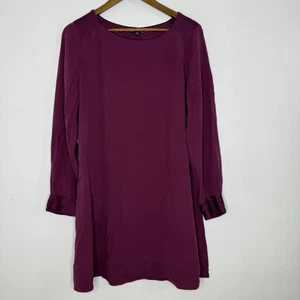 Abito Eileen Fisher donna grande viola 100% seta manica lunga bottoni polsino cambio - Foto 1 di 8