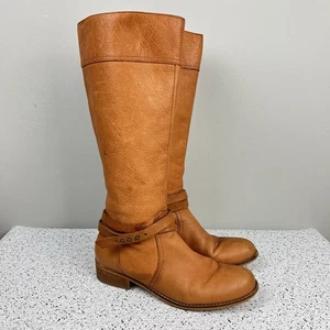 Lands End Womens 8.5B Blakely Riding Boots Tan Leather Zipper Boho - Picture 1 of 11