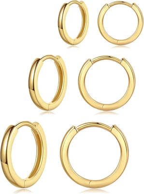 Pendientes Huggie DAILY VIBES Pequeños Aros de Oro para Mujer Chapados en Oro Real de 14K Dain Foto 1 de 4