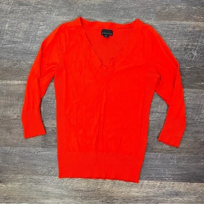 Suéter Attention para mujer con cuello en V - Naranja audaz talla grande L B132 Foto 1 de 4