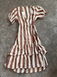 Knox Rose Women's Short Sleeve Tiered Casual Midi Dress Side Tie Size M - Picture 1 of 5