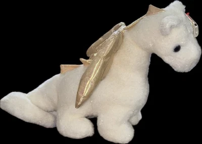 RARE NEW Ty Beanie Buddy MAGIC Dragon White 15" Plush MWMT & Tag Protecter US4 - Image 1 of 4