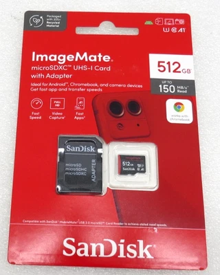SanDisk ImageMate MicroSDXC UHS-I Card with Adapter 512GB SDSQUAC-512G-AW6KA - Image 1 of 4