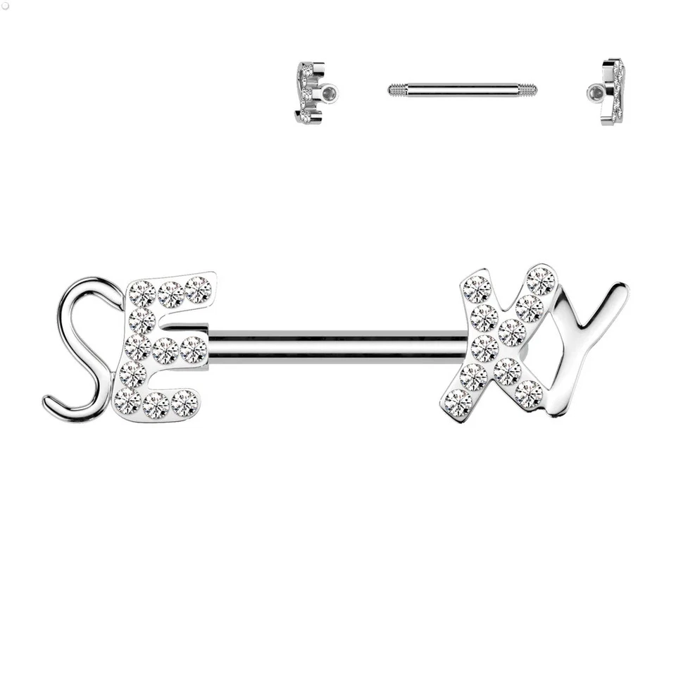 Sexy Nipple Piercing with Rhinestones - Image 1 of 1