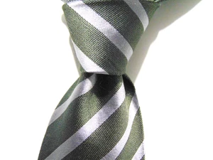 Cravatta uomo Giorgio Armani vintage collo oliva repp righe lusso seta - Foto 1 di 6