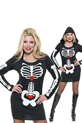 Jerry Beck Esqueleto Corazón Sudadera con Capucha Vestido Elástico Adulto Disfraz Negro/Blanco S Foto 1 de 4