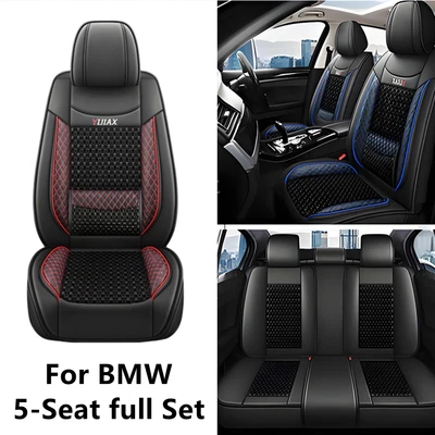 Juego completo de funda de asiento de cuero PU para BMW 5 6 7 series 730i 740i hilo de hielo 5 asientos Foto 1 de 4