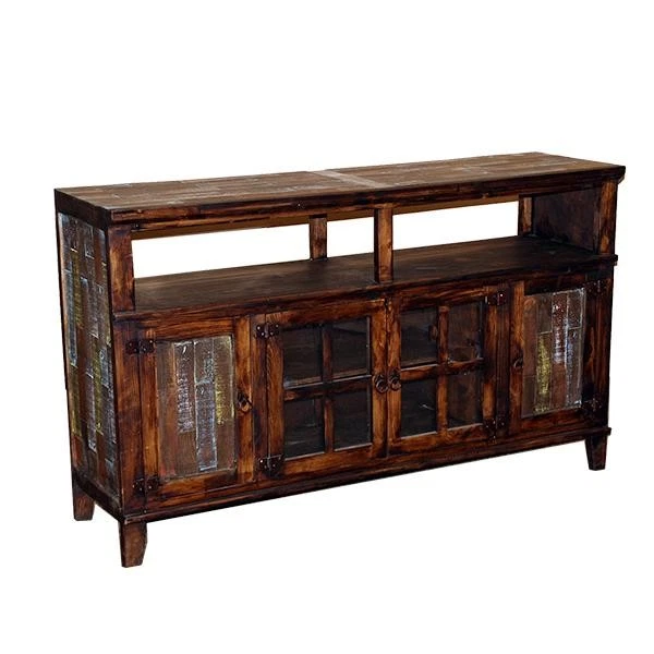 Red River Basin 电视支架带彩绘回收木材 — 第 1/1 张图片