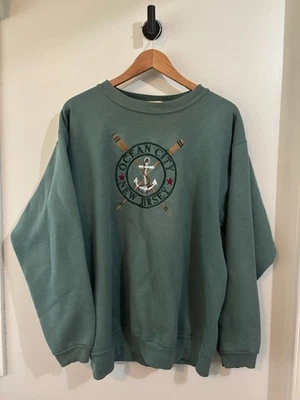 Moletom Vintage St Johns Bay Bordado Náutico Ocean City Nova Jersey Grande - Imagem 1 de 4