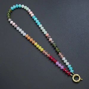 New Rainbow Color Rondelle Gemstone beads necklace, sku#EF814 - Picture 1 of 5