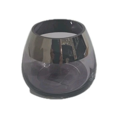 Fink modernes  Windlicht Bella NEU Grau mit Silberstreifen 9 cm Hoch - Bild 1 von 2