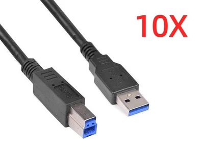 LOT OF 10 Genuine HP 917468 USB 3.0 Cable A-Male to B-Male 6ft Black - Image 1 of 3