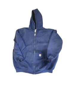Carhartt Herren blau Original lose Distressed Fit Logo Reißverschluss Hoodie Größe 4XL - Bild 1 von 17