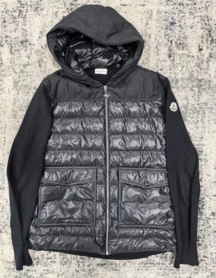 MONCLER Мужская трикотаж с подкладкой кардиган куртка - черный, размер XL вниз набивка - Изображение 1 из 4