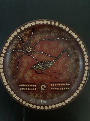 Placa de piedra decorativa pintada a mano por R.Atto aproximadamente 9,25 pulgadas Foto 1 de 3