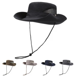 Cotton Bucket Hat Outdoor Sunscreen Fisherman Cap Wide Brim UV Protection Casual - Picture 1 of 16