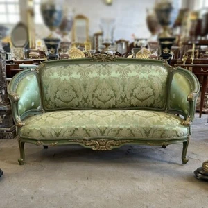 Olive Green Sofa Baroque Style Interior Design Gold Details - Picture 1 of 4