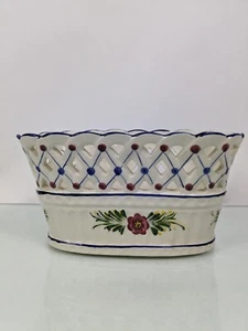 Portugal RCCL Hand Painted Lattice Ceramic planter pot floral green - Picture 1 of 10