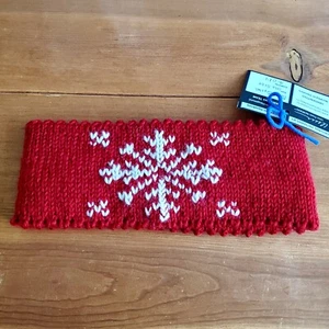 Red Wool Snowflake Headband Handmade in Norway - Picture 1 of 3