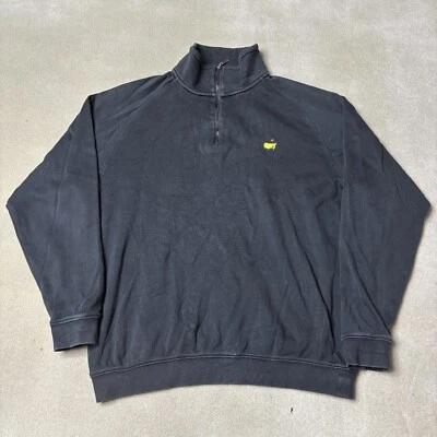 Moletom masculino Masters Collection grande preto Augusta Pima algodão 1/4 zíper golfe - Imagem 1 de 4