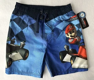 NWT Nintendo Mario Kart Swim Trunks Shorts Luigi Blue UV50 Size 4 New - Picture 1 of 6