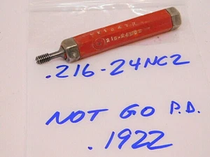 USED THREAD PLUG GAGE .216-24NC2 (NOGO PD: .1922) - Picture 1 of 1