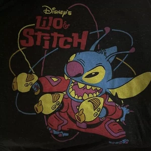 Vintage 90's Disney Lilo & Stitch T-Shirt Medium Black Green Short Sleeve - Picture 1 of 3