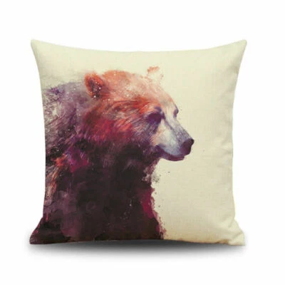 Funda de Almohada Oso Funda de Cojín Mezcla de Algodón 17 x 17 Arte Acuarela Foto 1 de 4