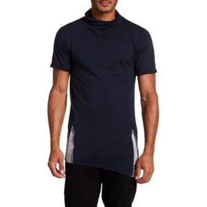 Soul Star Mens XL Nocky Long Tee Shirt Navy Short Sleeve Zipper Longline Fit $51 - Picture 1 of 4