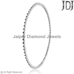 Sleek Bangle Natural Diamond 925 Sterling Silver Stackable Minimalist Bracelet - Picture 1 of 5