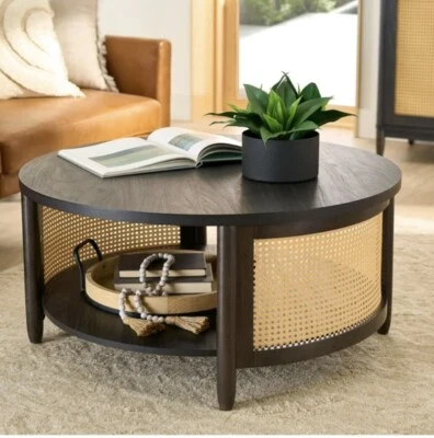 Better Homes & Gardens Springwood Caning Coffee Table, Charcoal Finish - Image 1 of 4