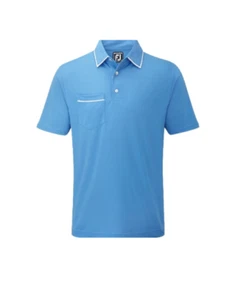 FootJoy Solid Jersey Pocket Contrast Polo Shirt Reef Blue Medium TD013 NN 02 - Picture 1 of 3
