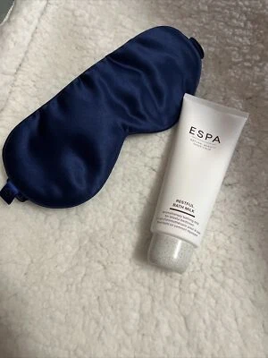 ESPA Leche de Baño Restante 3.3 OZ Viaje + Máscara para Dormir Seda Azul Nueva Sin Caja Foto 1 de 2