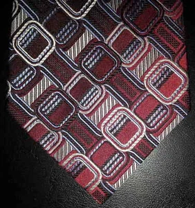 Crazy Horse Tie Silk Stain Resistant Red Silver Blue Geometric Square NIB t3258 - Picture 1 of 7