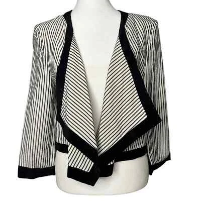 Chaqueta TiBi New York Negra Marfil Rayas Mezcla Algodón Abierta EE. UU. Talla 2 Foto 1 de 4