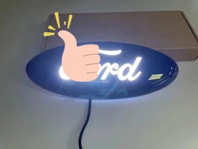 9 inch White LED Static Light Grille or Tailgate Emblem Badge For Ford Black Foto 1 de 4