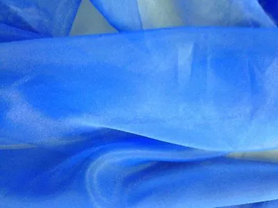 3.25 Yd Remnant-Designer ROYAL BLUE Poly Silk-Like Sheer ORGANZA Solid Fabric - Image 1 of 3