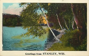 Cartolina Wisconsin Saluti Stanley Owen Minn RPO Divisa C. 1910 - Foto 1 di 2