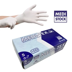 Meditstock MEDI-TEX Latex Examination Glove Powder-Free, Box of 100pcs - Zdjęcie 1 z 5