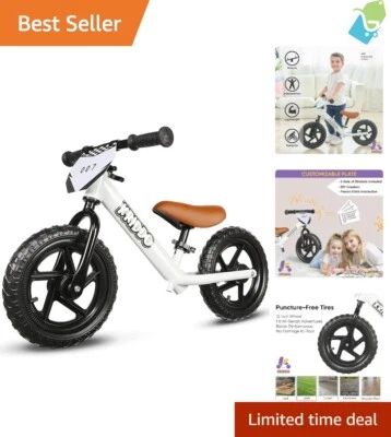Bicicleta de equilibrio para niños pequeños de 12 pulgadas para 2-5 años, placa y pegatinas personalizadas para bicicleta de empuje Foto 1 de 4