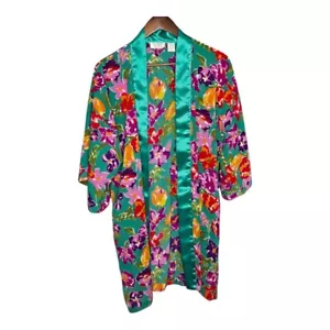 Victoria's Secret Gold Label Vintage Floral Robe Green One Size Fits All Flaw - Picture 1 of 7