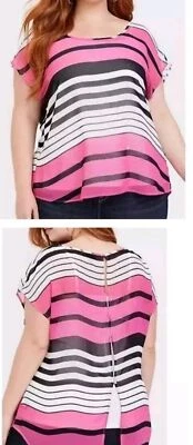 Blusa Tórrida Transparente Talla 3 Botones Espalda Rayas Ligera Playa Boho Foto 1 de 4